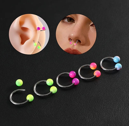 Anillos de Nariz y Piercings de Labios de Acero Inoxidable con Degradado