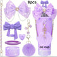 Set de accesorios  - Protectores // Púrpura  // 8 pc // Lazo  -Pom Pom