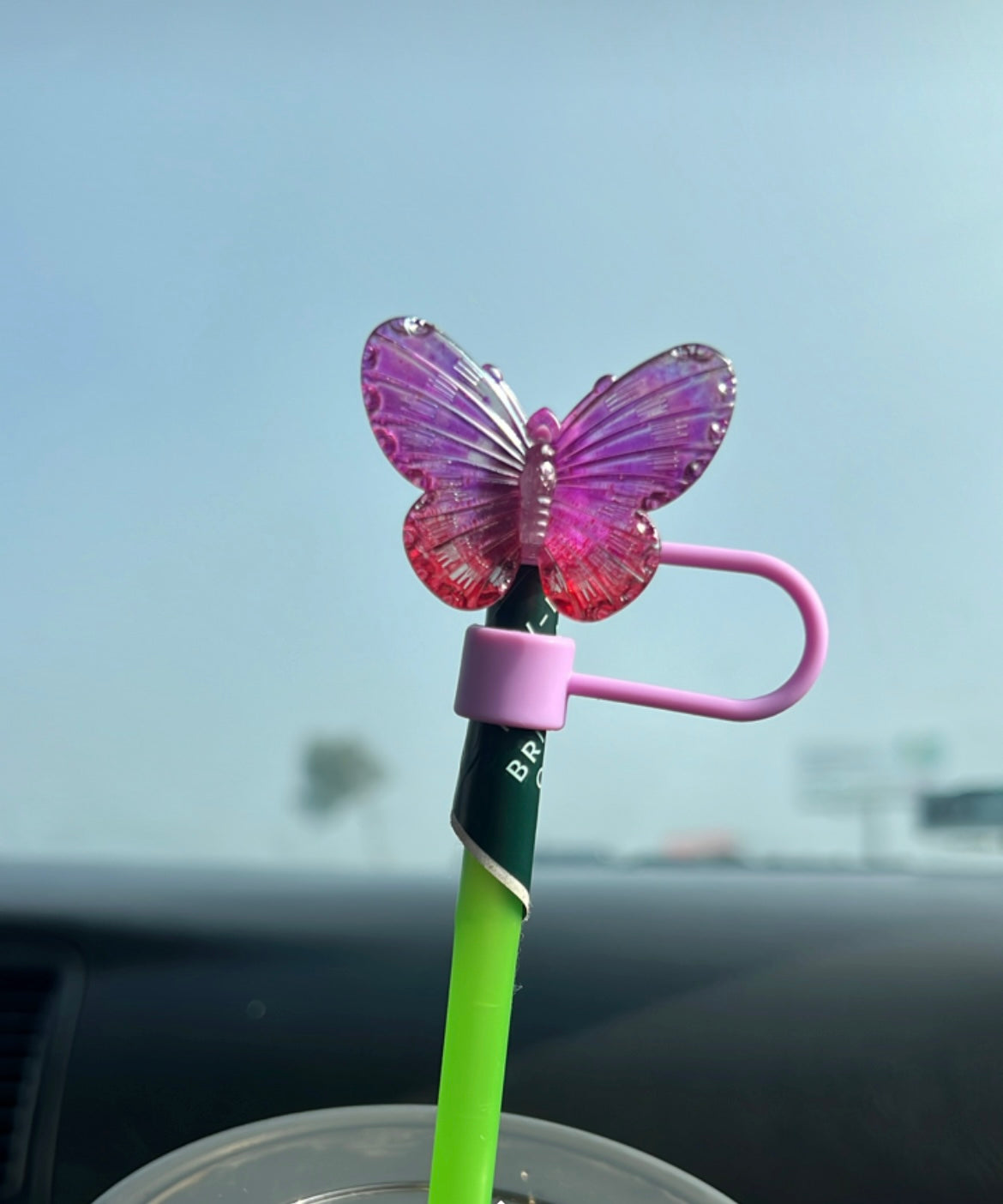 Protector de cañita mariposa rosa gold