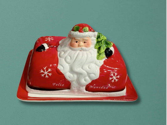 Mantequillera de cerámica papá Noel