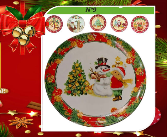 Platos de cerámica Papá Noel 🎅  Muñeco de nieve ⛄️ ,etc N 9 Pack de 3 pc   ( MOD KLOE )