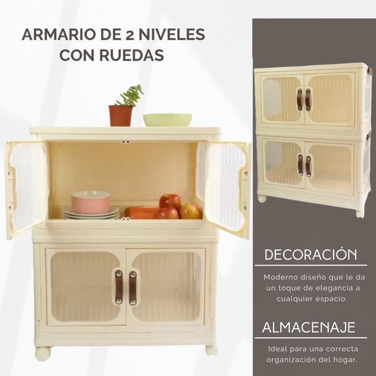 Armario de 2 niveles con ruedas