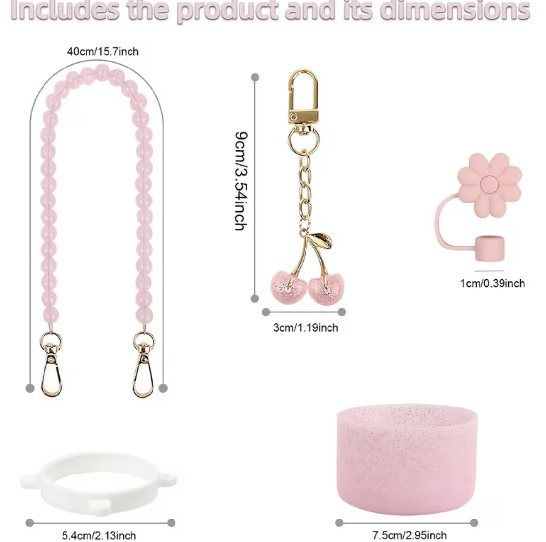 Set de accesorios de cuarzo // Rosa // 5 pc