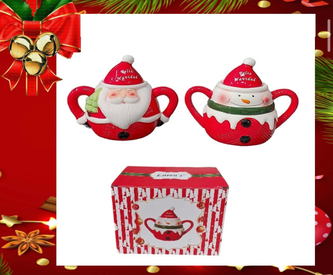 Bombonera de cerámica Papá Noel 🎅  o Muñeco de Nieve ☃️ ( MOD Diana )
