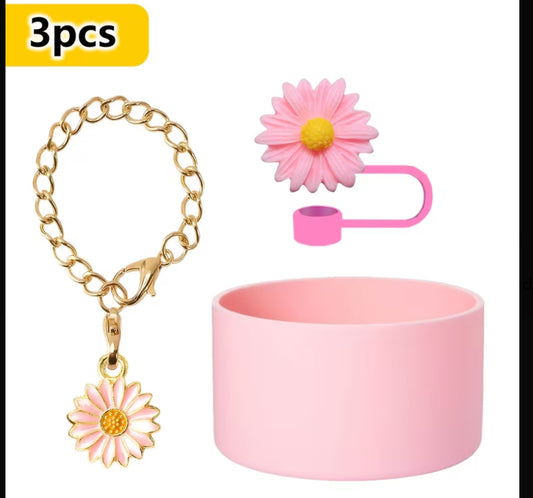 Set de accesorios // 3 pc //  girasol // Rosa