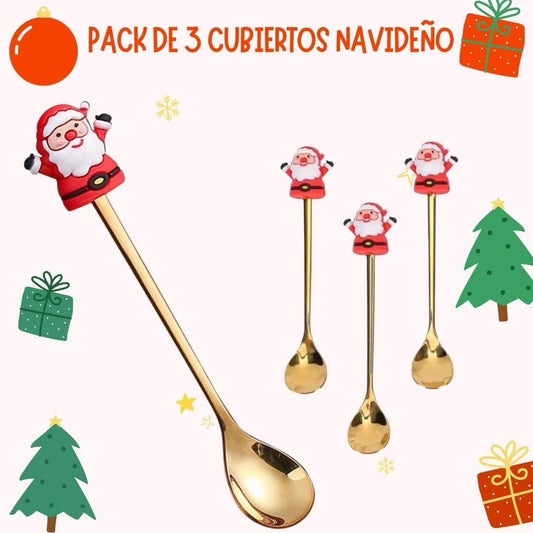 Pack de 3 cubiertos navideños