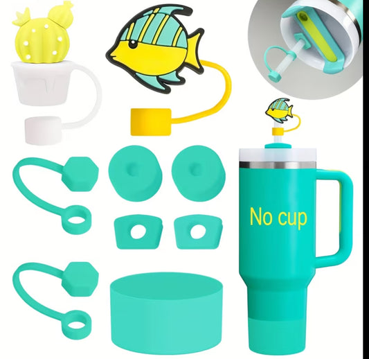Set Antiderrame // 9 pc // verde azulado tropical //