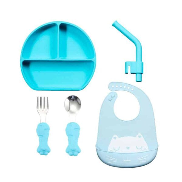 Set de Babero con Plato Tres Divisiones silicona