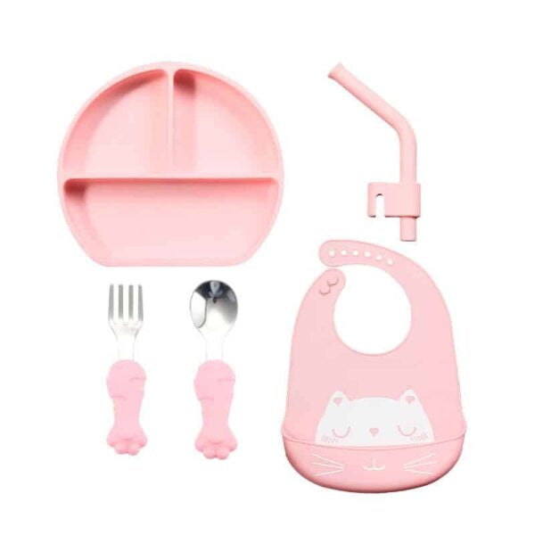 Set de Babero con Plato Tres Divisiones silicona