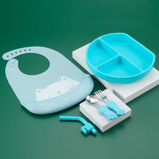 Set de Babero con Plato Tres Divisiones silicona