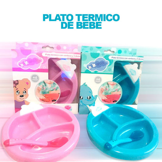 Plato Termico Animalitos para Bebe (Solo Rosado)