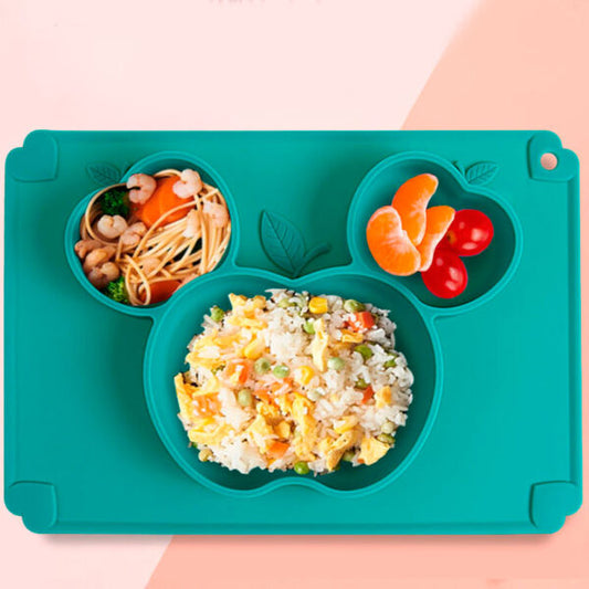 Plato de Silicona Corazón Manzana (SOLO VERDE Y ROSADO)