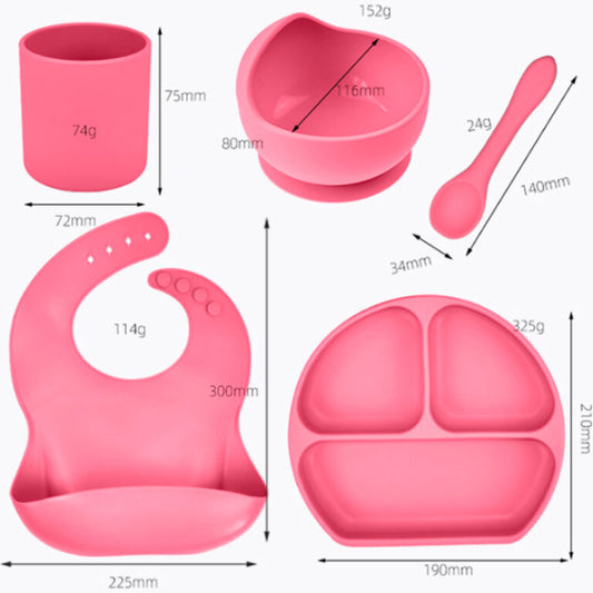KIT DE ALIMENTACION DE SILICONA CON CUCHARA  5 PIEZAS MANY