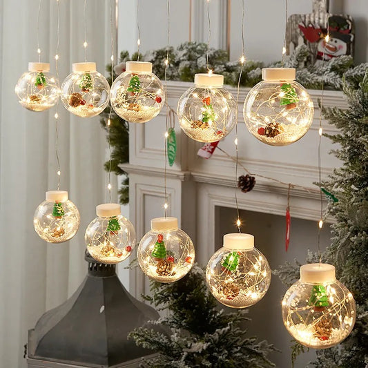 LUCES ESFERAS TRANSPARENTES DE 3METROS EN AMBAR ⭐️