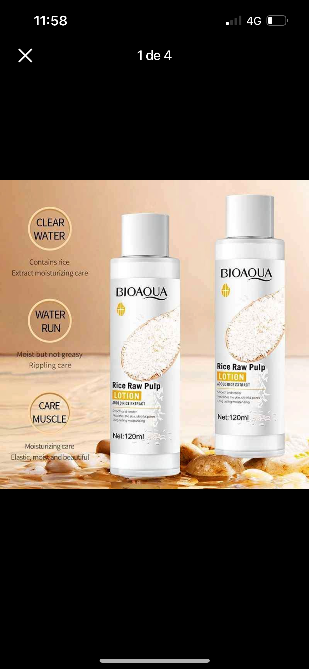 TONICO LOCIÓN FACIAL DE ARROZ BIOAQUA RICE RAW PULP 120 ML