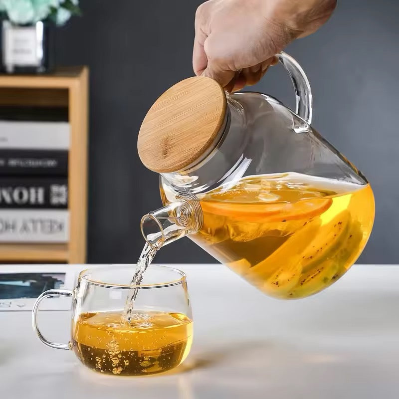 Jarra de vidrio con tapa de bambú 1.5 litros
