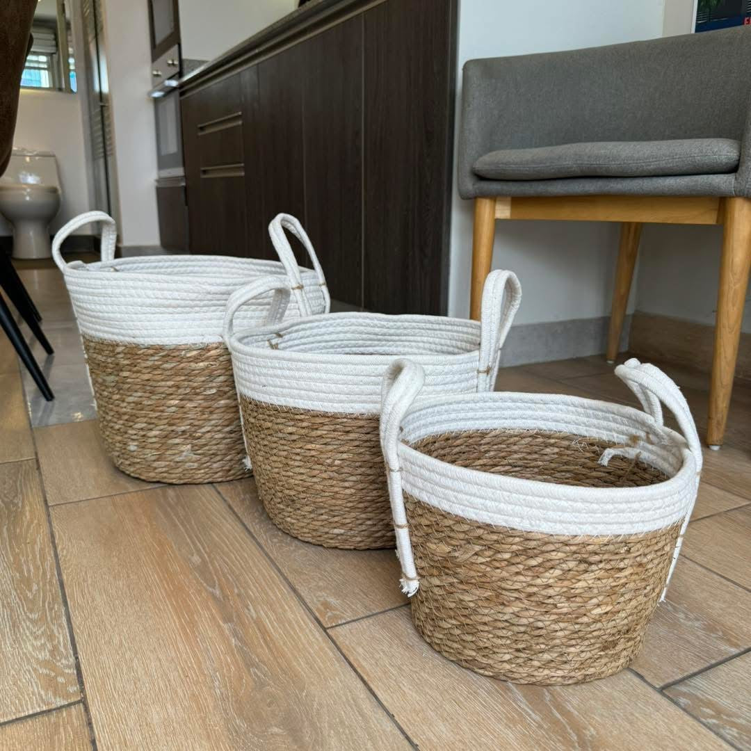 Pack de 3 cestos de mimbre