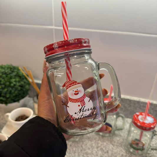 Vaso de vidrio con sorbete navideño