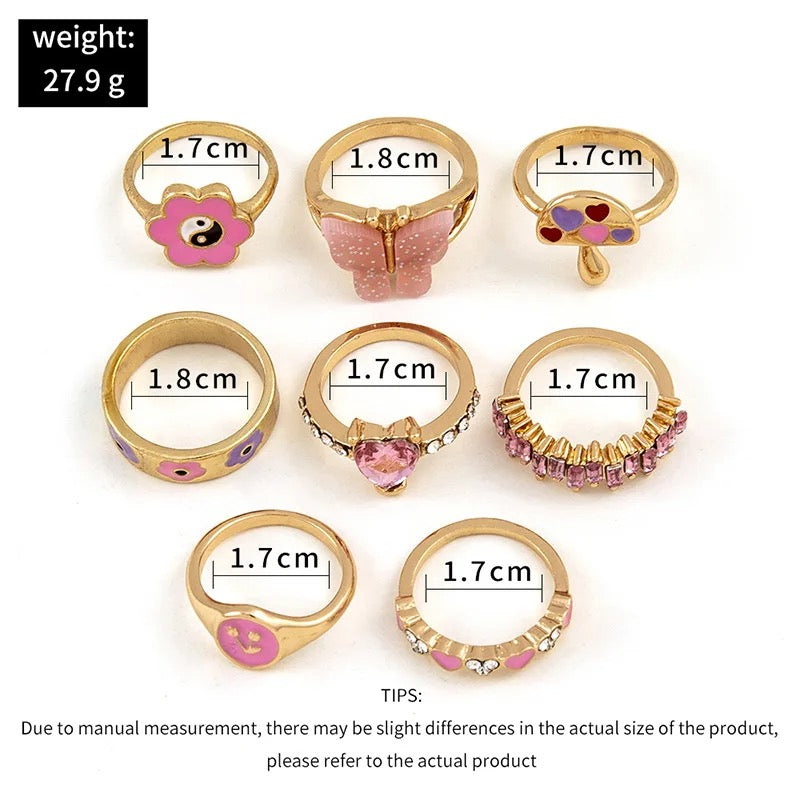 Anillos & Nudillo  Fiorela  ( 8 pc )