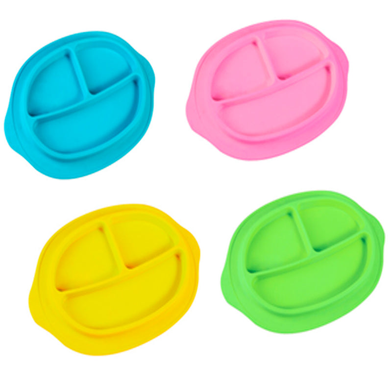 PLATO SILICONA CARITA FELIZ (ROSADO , AMARILLO Y VERDE)