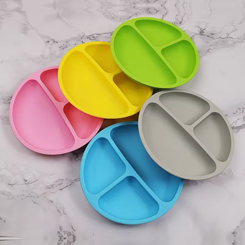 PLATO SILICONA CARITA FELIZ (ROSADO , AMARILLO Y VERDE)