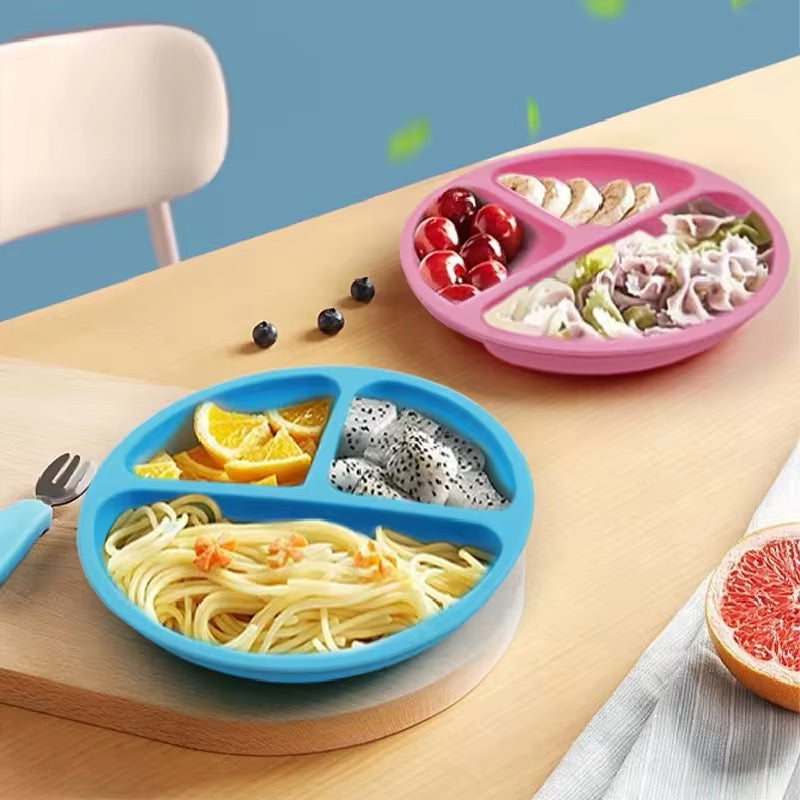 PLATO SILICONA CARITA FELIZ (ROSADO , AMARILLO Y VERDE)