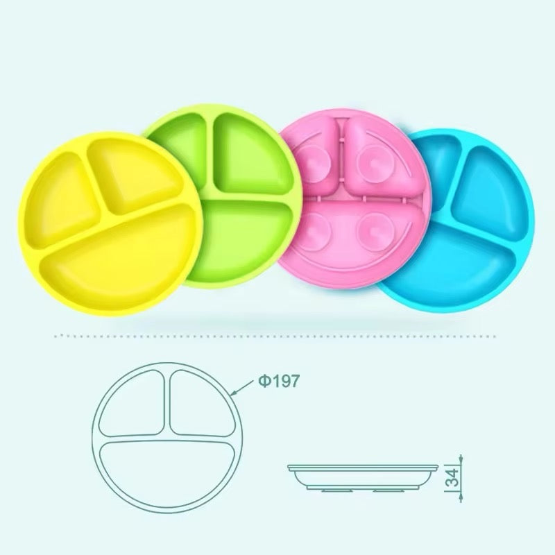 PLATO SILICONA CARITA FELIZ (ROSADO , AMARILLO Y VERDE)