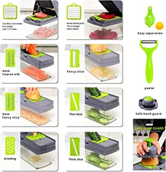 CORTADOR DE FRUTAS Y VERDURAS MULTIFUNCIONAL 14 EN 1