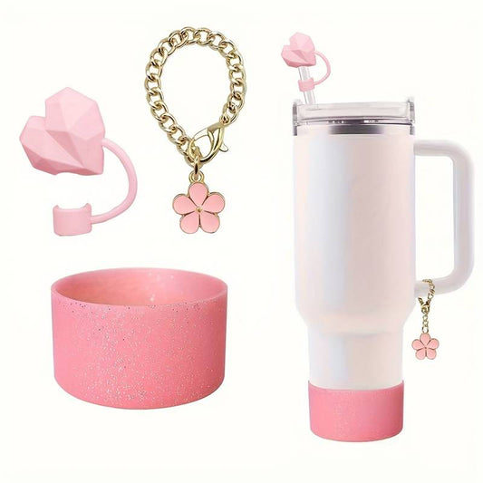 Set. 3 pc / Protector + Dije + Base / Rosa Profundo