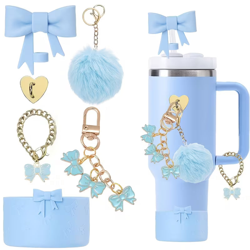 Set 6 accesorios  / celeste - Blue //  Lazito  & Pom - Pom