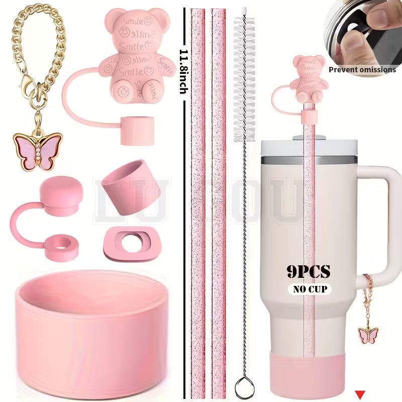 Set de accesorios osito // Rosa  // 9 pc