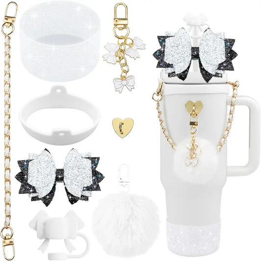 set accesorios Brillantes - Blanco - 8 pc