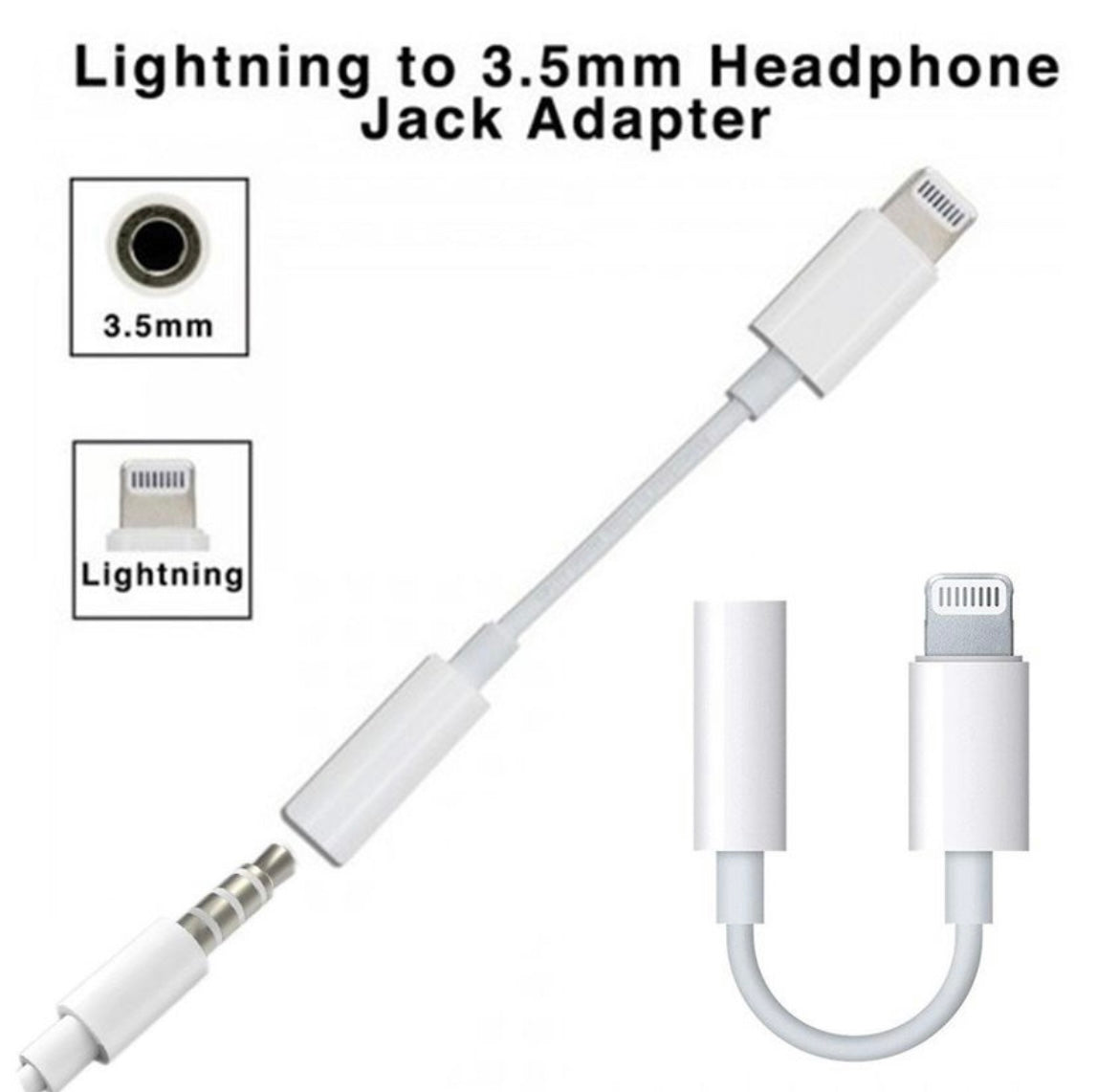 Cable Adaptador de Lightning a Jack 35MM para Audifonos iPhone