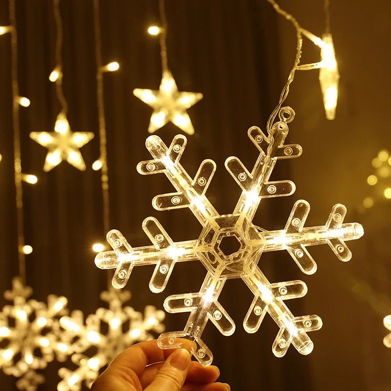 Guirnalda de luces led con forma de Estrella y copos