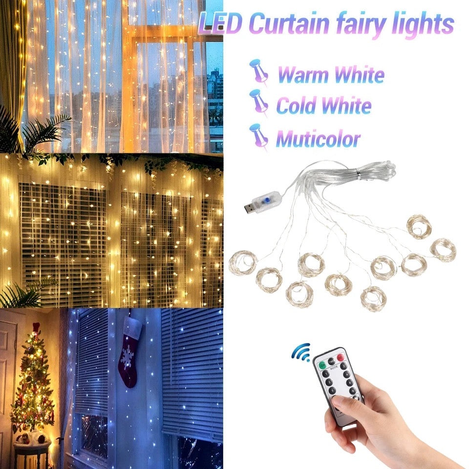 Guirnalda de cortina luces led + control