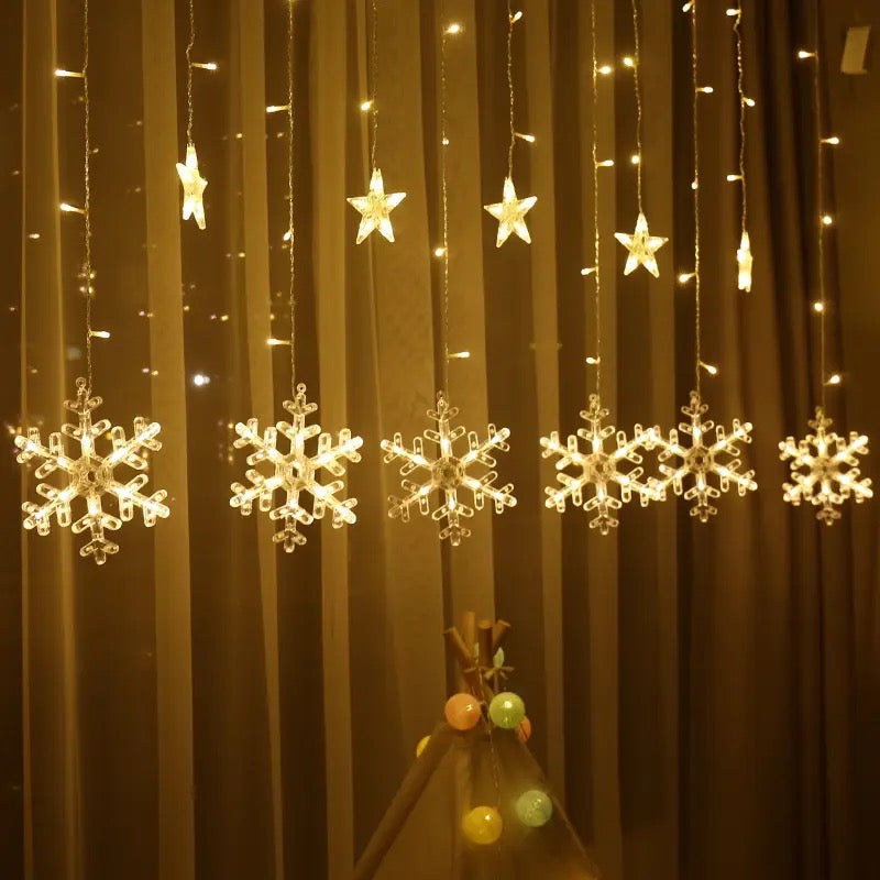 Guirnalda de luces led con forma de Estrella y copos