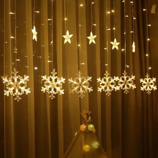 Guirnalda de luces led con forma de Estrella y copos