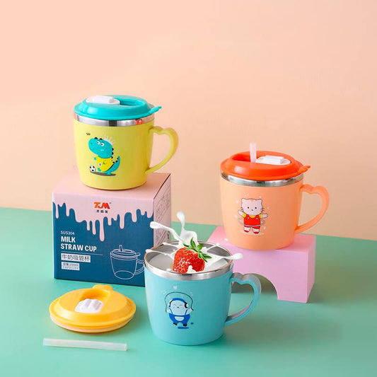 TAZA CON CAÑITA ACERO- COLORES SURTIDOS