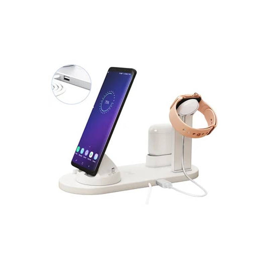 Estación de Base Carga Inalámbrica 4 en 1 para Celular iPhone, Android - negro