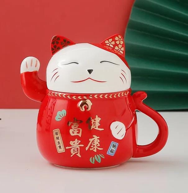 Taza  Gatito Maneki + calentador