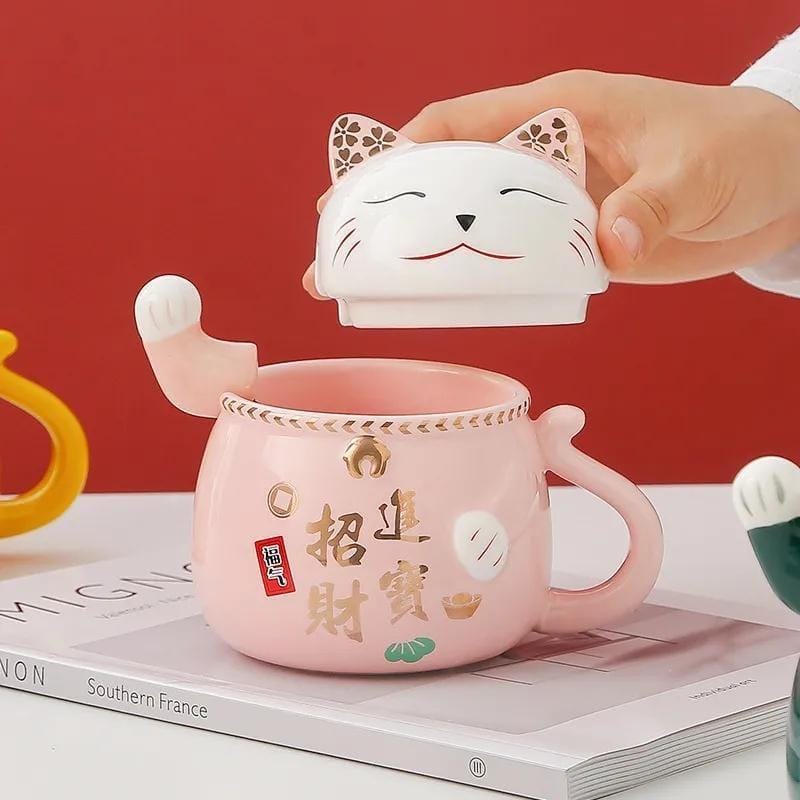 Taza  Gatito Maneki + calentador