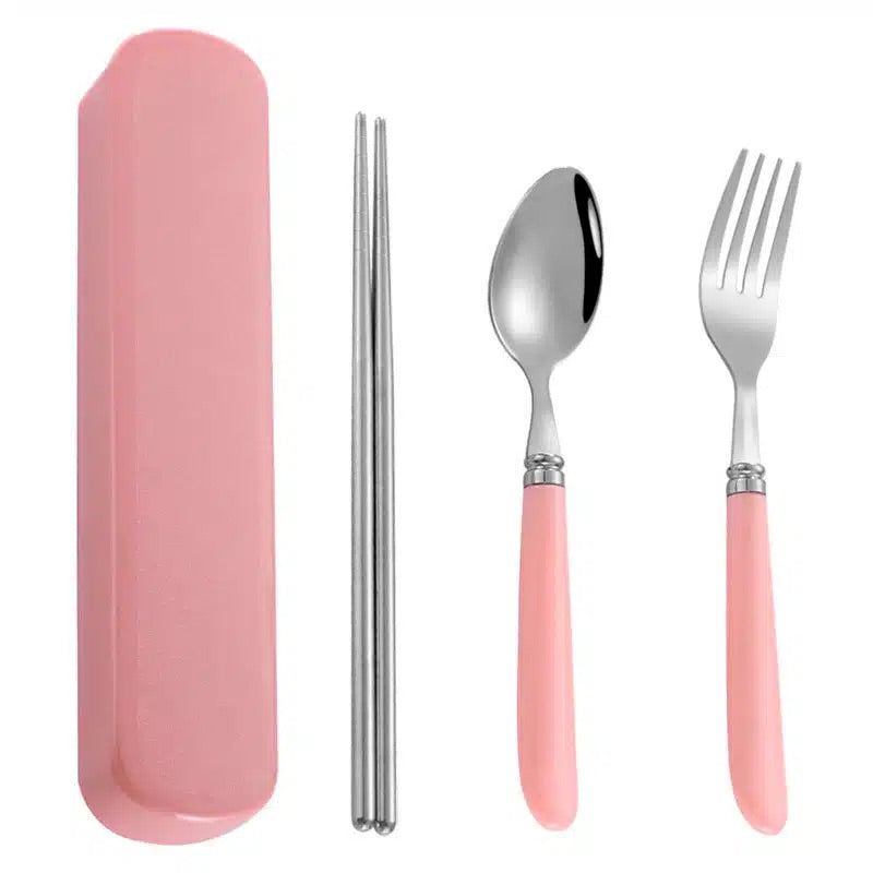 Cubiertos de Acero en estuche Rosado y Azul