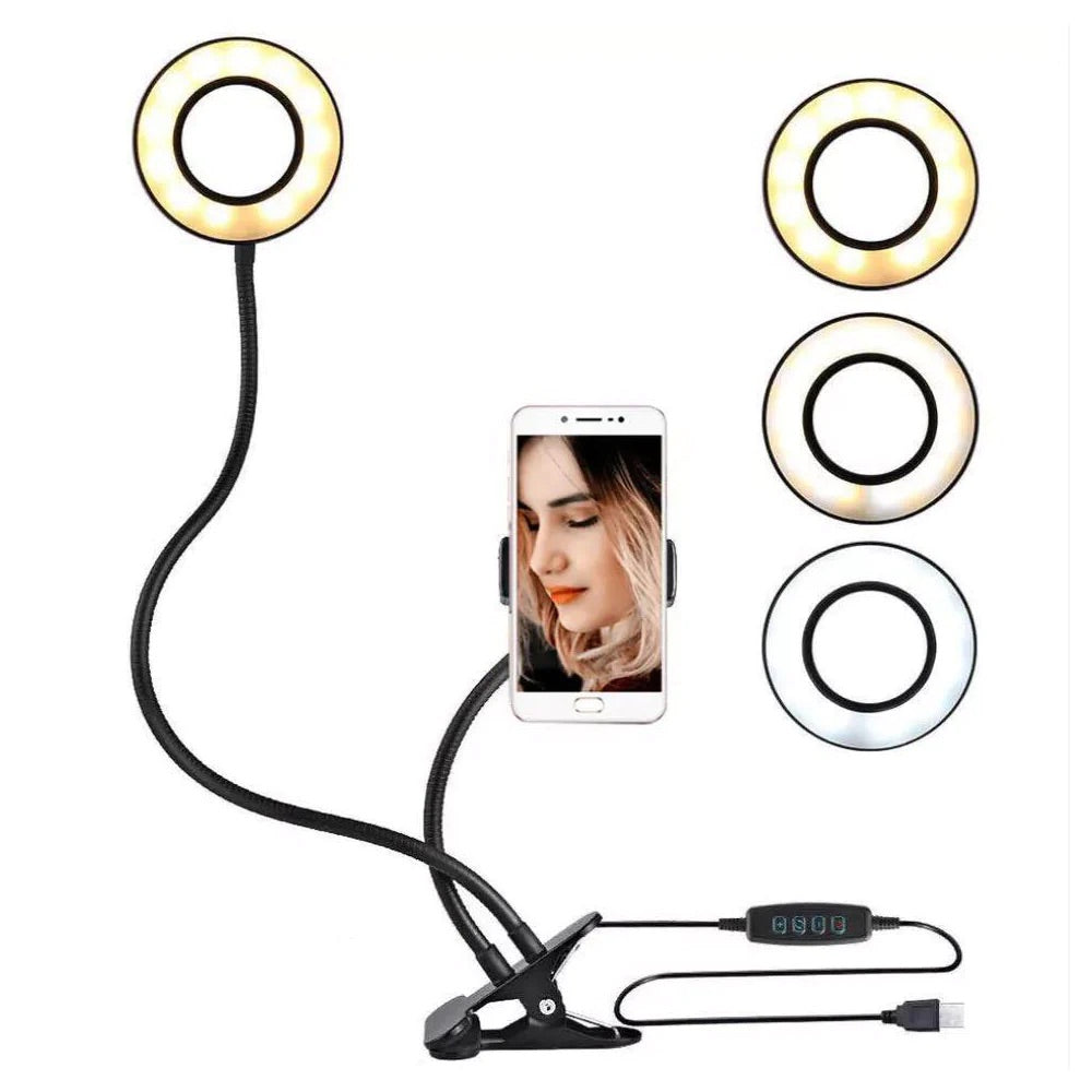 ARO DE LUZ CON SOPORTE PARA MESA