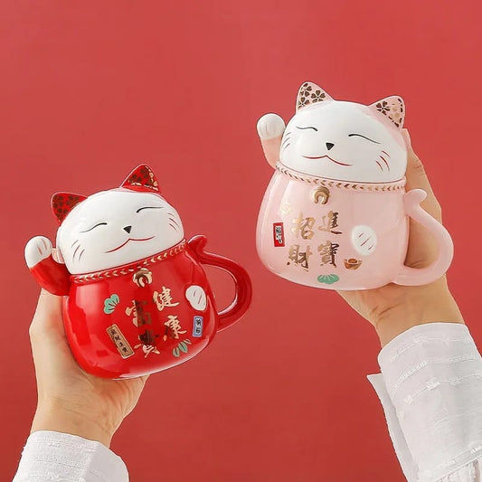 Taza  Gatito Maneki + calentador
