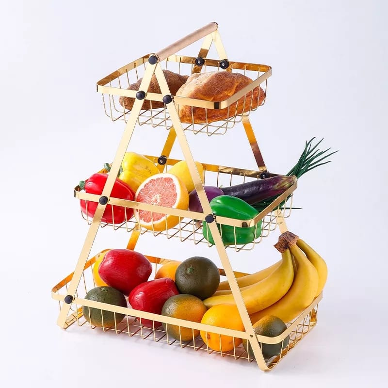 Frutero 3 Niveles Dorado 🍇 🍎🍐🍊🍌